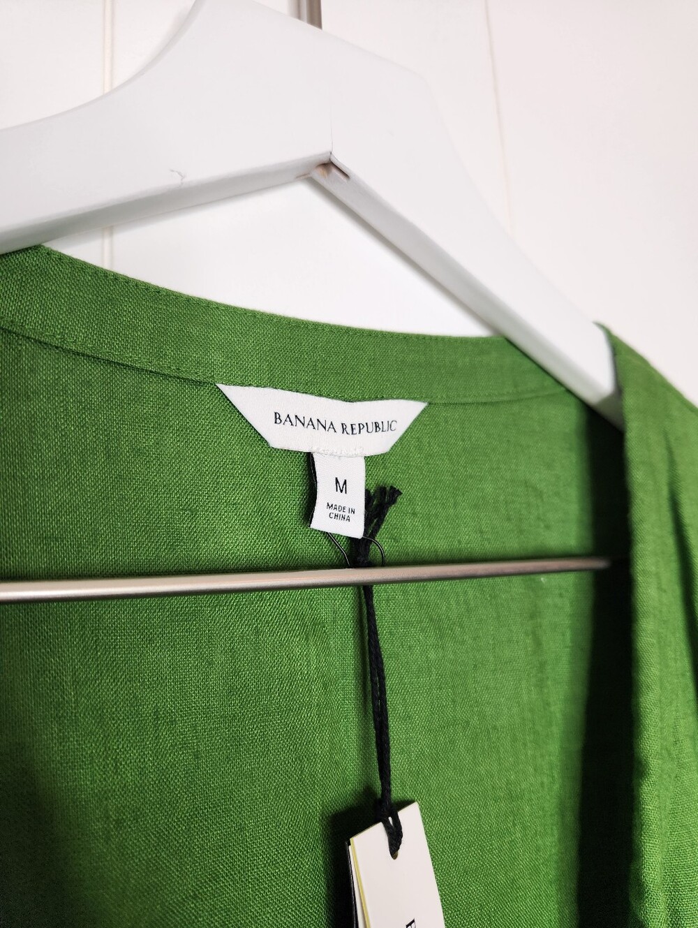 NWT Banana Republic Green Linen Tie Front Short Sleeve Woven Mini Dress - Picture 4 of 8